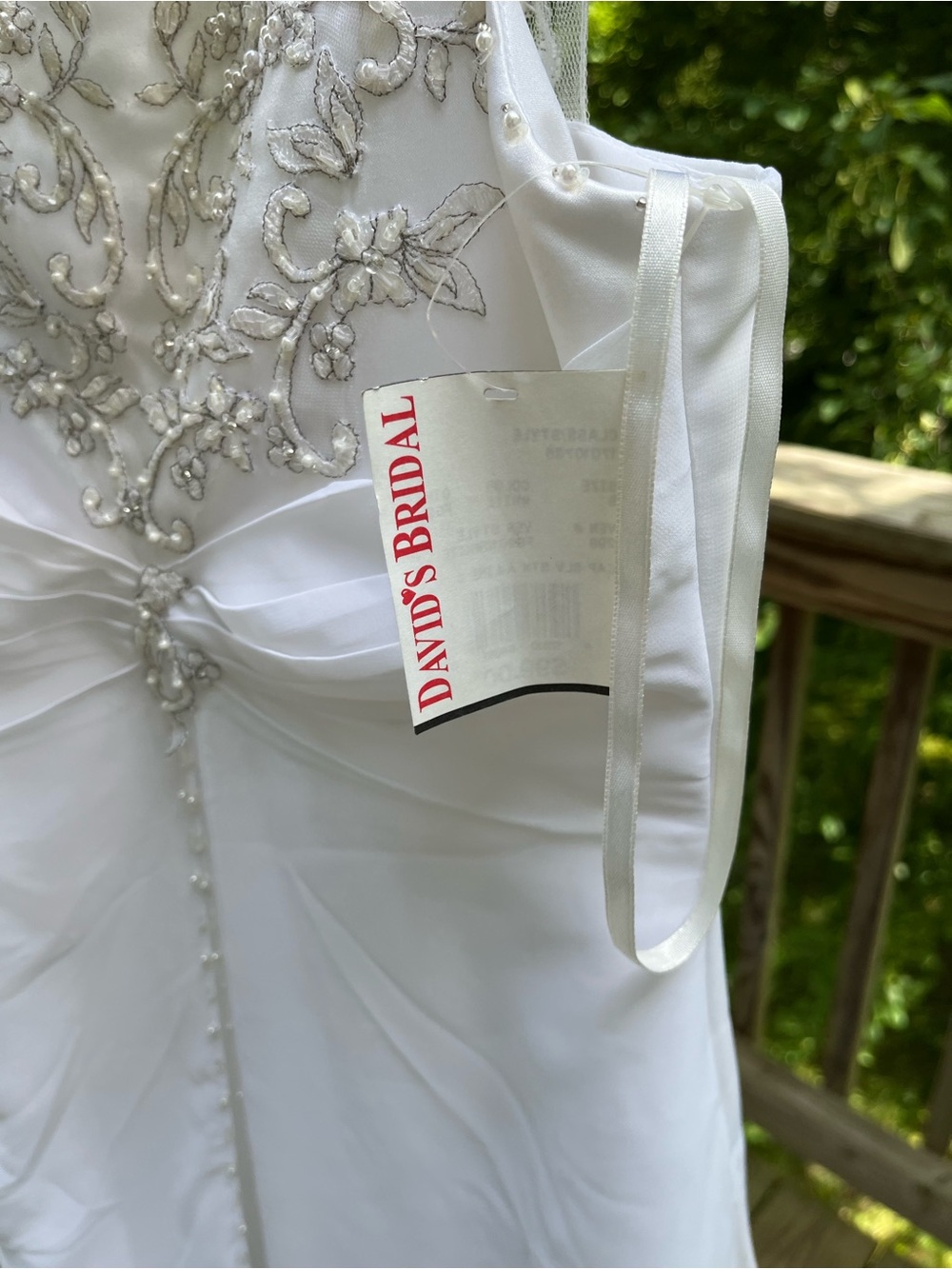 David's Bridal White Floral Lace Bodice Girls Formal Dress - Picture 5 of 6